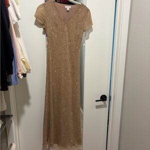 Ann Taylor Silk Beige Floral Maxi Dress